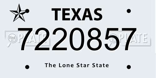 7220857 Texas License Plate