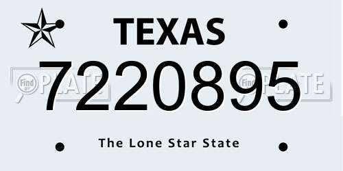 7220895 Texas License Plate