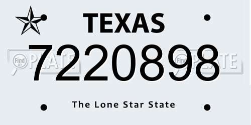 7220898 Texas License Plate