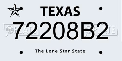 72208B2 Texas License Plate