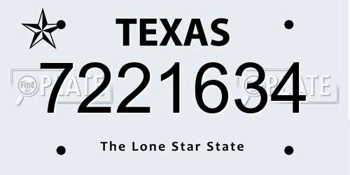 7221634 Texas License Plate