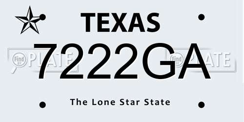 7222GA Texas License Plate
