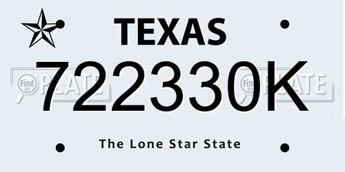 722330K Texas License Plate