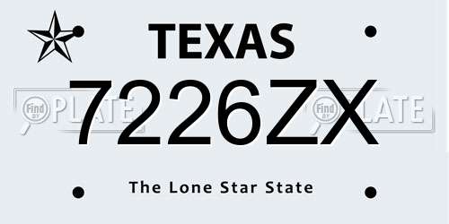 7226ZX Texas License Plate