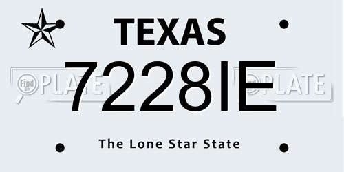 7228IE Texas License Plate