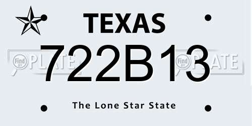 722B13 Texas License Plate