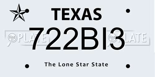 722BI3 Texas License Plate