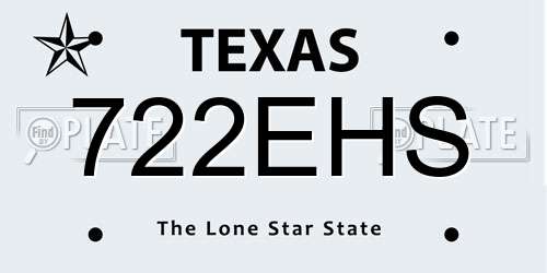 722EHS Texas License Plate