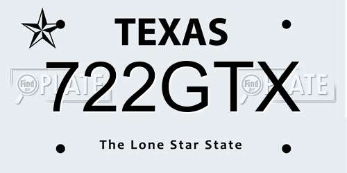 722GTX Texas License Plate