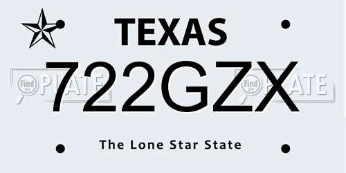 722GZX Texas License Plate