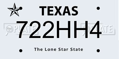 722HH4 Texas License Plate