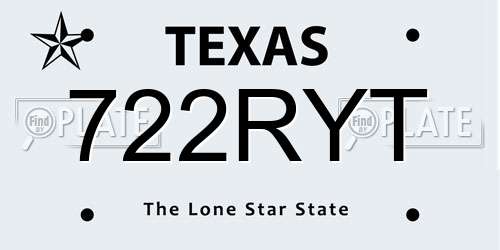 722RYT Texas License Plate