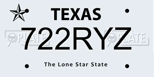 722RYZ Texas License Plate