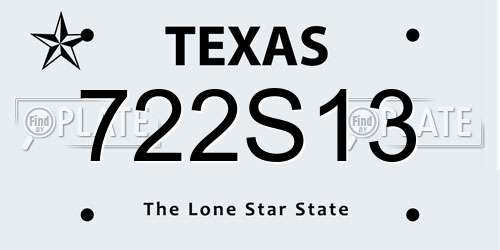 722S13 Texas License Plate