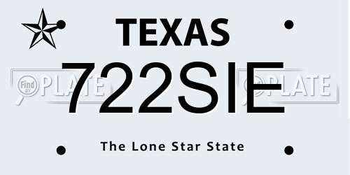 722SIE Texas License Plate