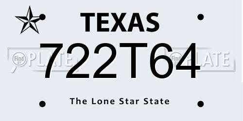 722T64 Texas License Plate