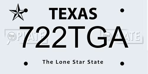 722TGA Texas License Plate
