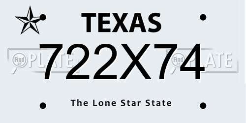 722X74 Texas License Plate