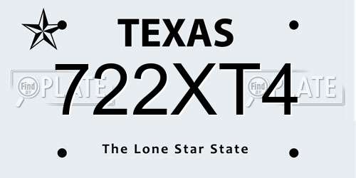 722XT4 Texas License Plate
