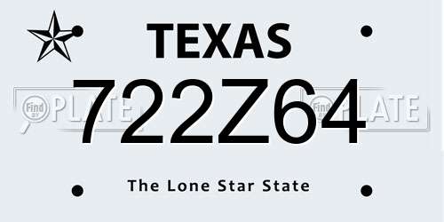 722Z64 Texas License Plate