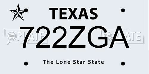 722ZGA Texas License Plate