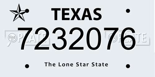 7232076 Texas License Plate