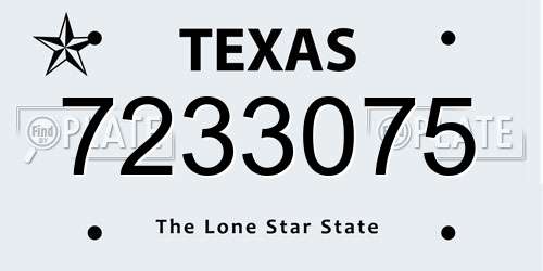 7233075 Texas License Plate