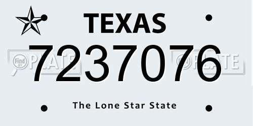 7237076 Texas License Plate