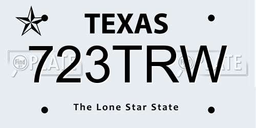723TRW Texas License Plate