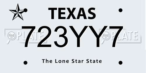 723YY7 Texas License Plate