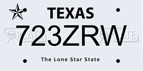723ZRW Texas License Plate