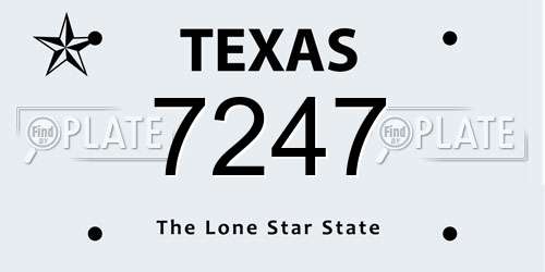 7247 Texas License Plate