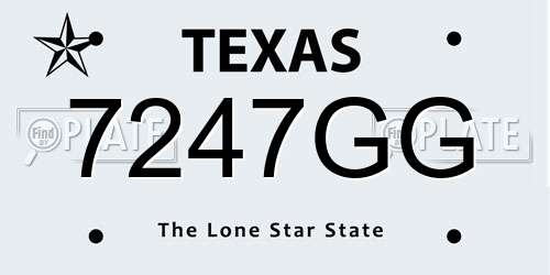 7247GG Texas License Plate