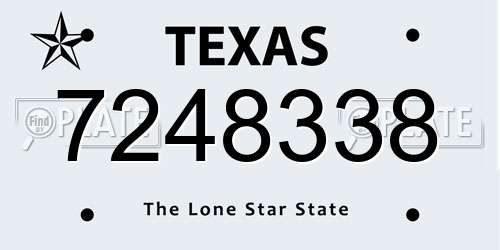 7248338 Texas License Plate