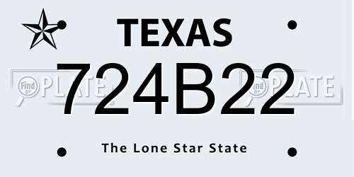724B22 Texas License Plate