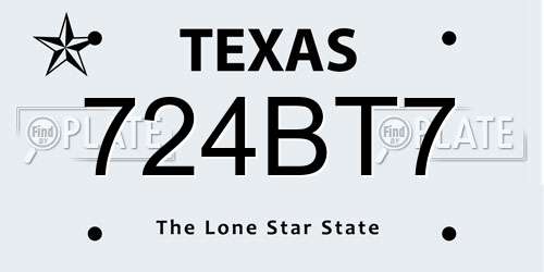 724BT7 Texas License Plate