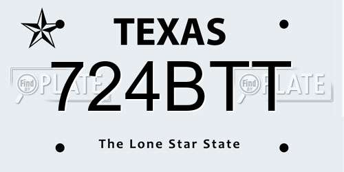 724BTT Texas License Plate