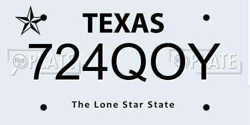 724QOY Texas License Plate