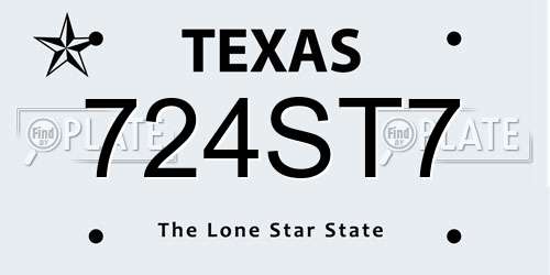 724ST7 Texas License Plate