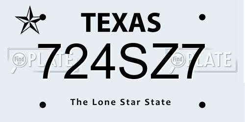 724SZ7 Texas License Plate