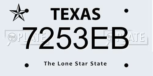 7253EB Texas License Plate
