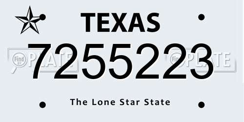 7255223 Texas License Plate