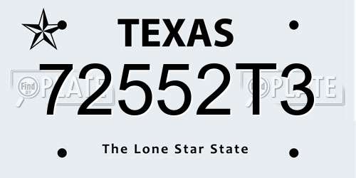 72552T3 Texas License Plate