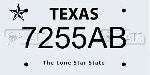 7255AB Texas License Plate