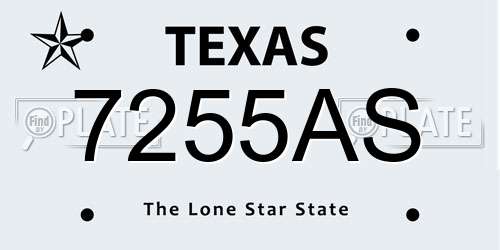 7255AS Texas License Plate