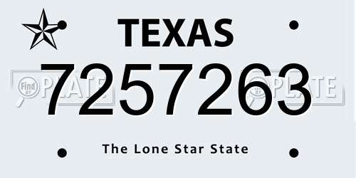7257263 Texas License Plate