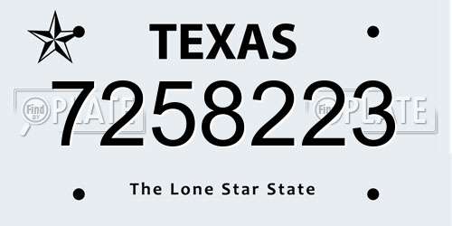 7258223 Texas License Plate