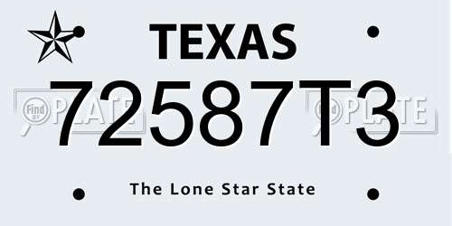 72587T3 Texas License Plate
