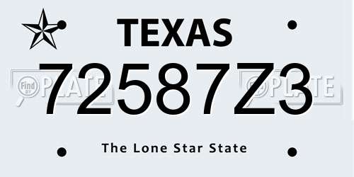 72587Z3 Texas License Plate