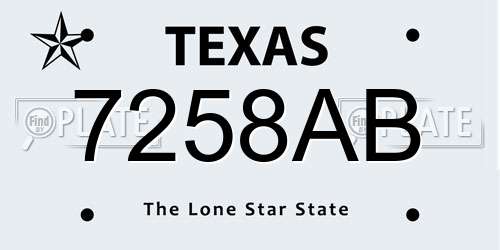 7258AB Texas License Plate